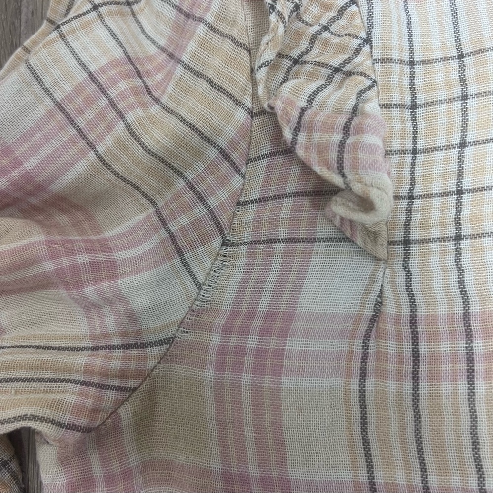 Christy Dawn Plaid Flannel Blouse Top Shirt Cottagecore Ruffle Button Western - Picture 16 of 16